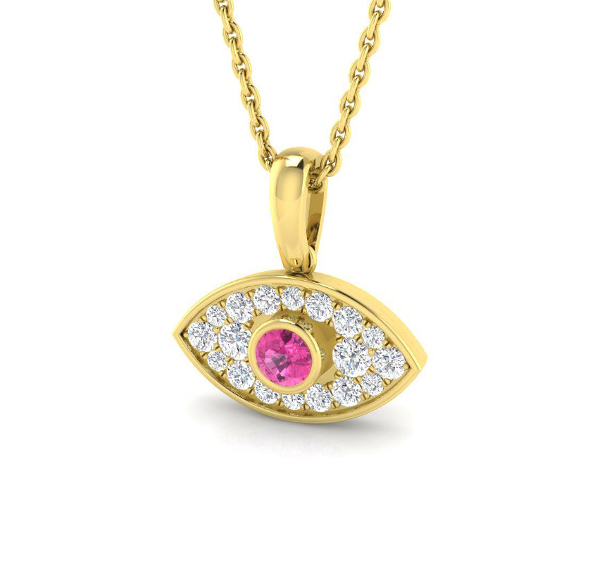 Evil Eye with Pink Sapphire Gold