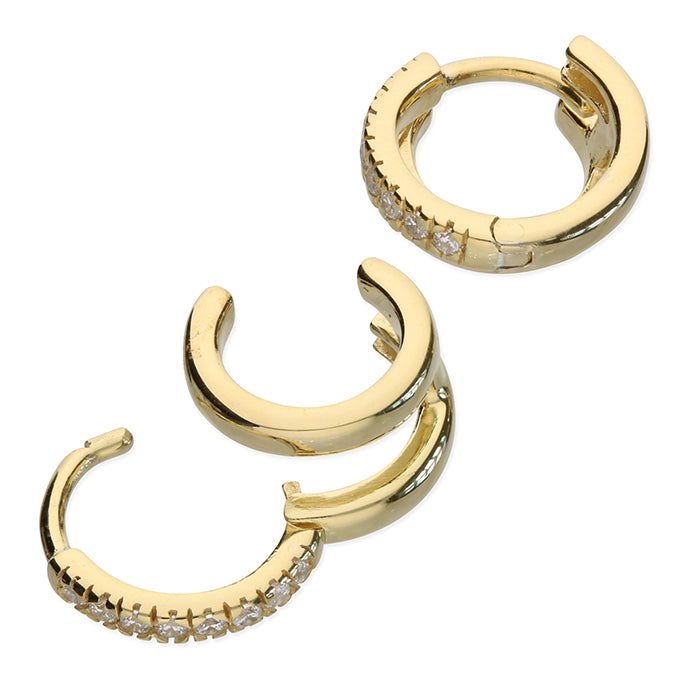 Double Gold Huggie Earrings